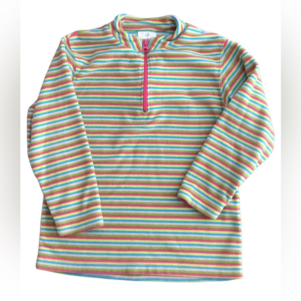 Hanna Andersson Striped Zippered Fleece Sweatshirt Size 6/7
